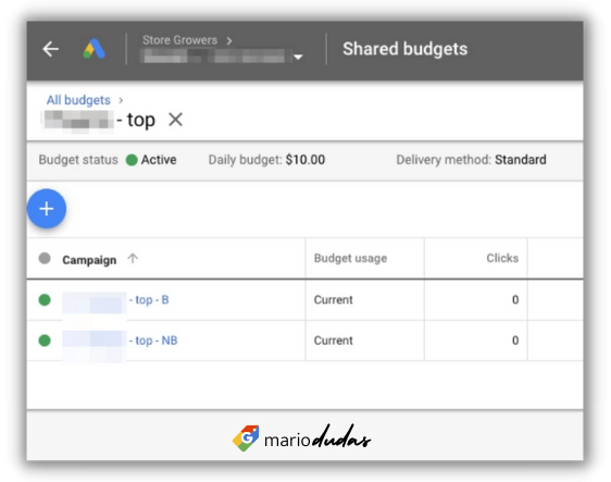Presupuestos Compartidos Google Shopping