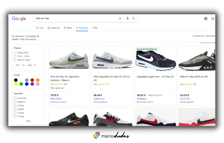 Vista Google Shopping