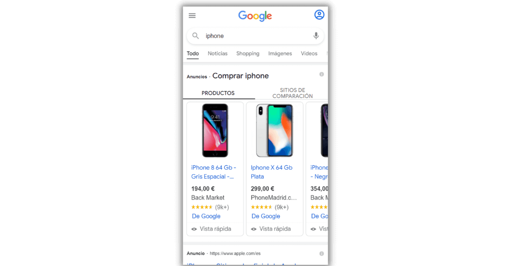 Ejemplos de publicidad de compras de muestras Anuncios Google Shopping 1 (1)