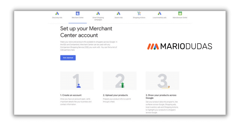 Optimizar Google Merchant Center Crear Cuenta