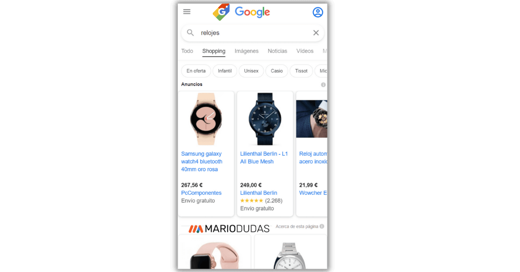 anuncios de productos en google shopping Anuncios Google Shopping