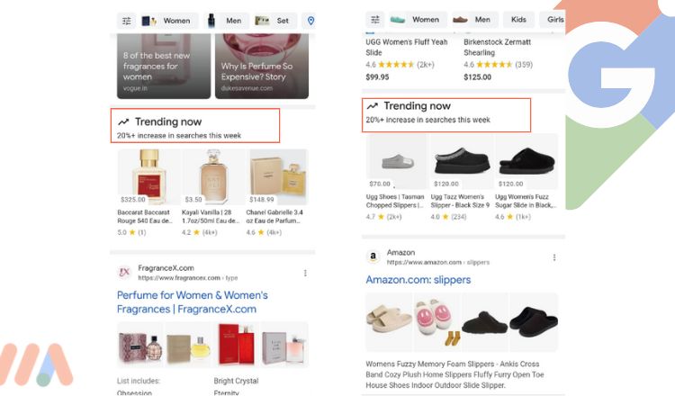 Trending Box en Google Shopping